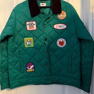 Obey Teal Quilted Jacket New